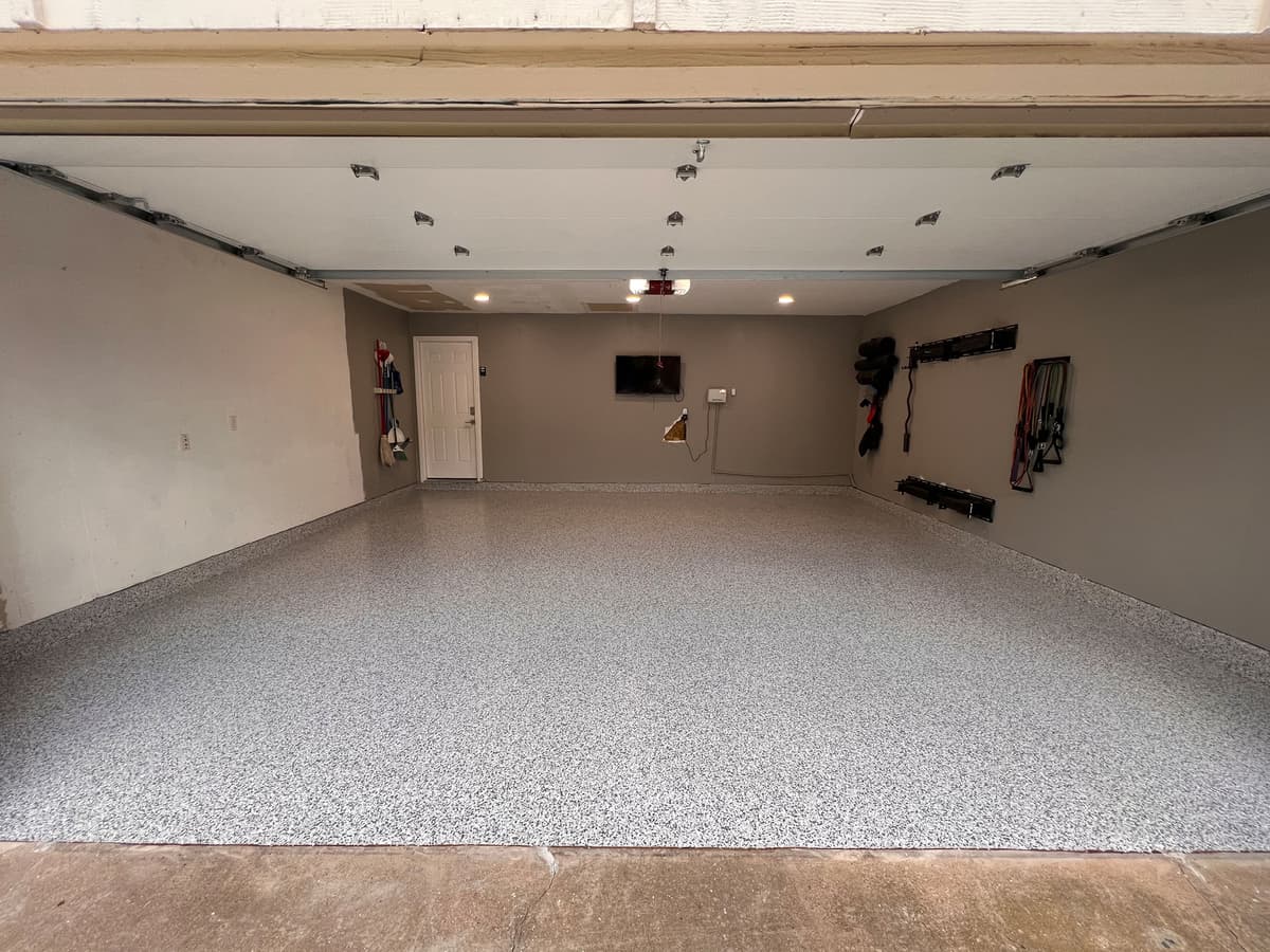 Completed garage floor epoxy finish