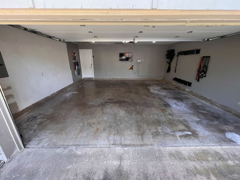 Before - Project 2 garage floor before and after epoxy finish